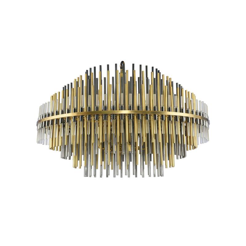 Gold Metal Ceiling Fixture With Pearl Black Hardware