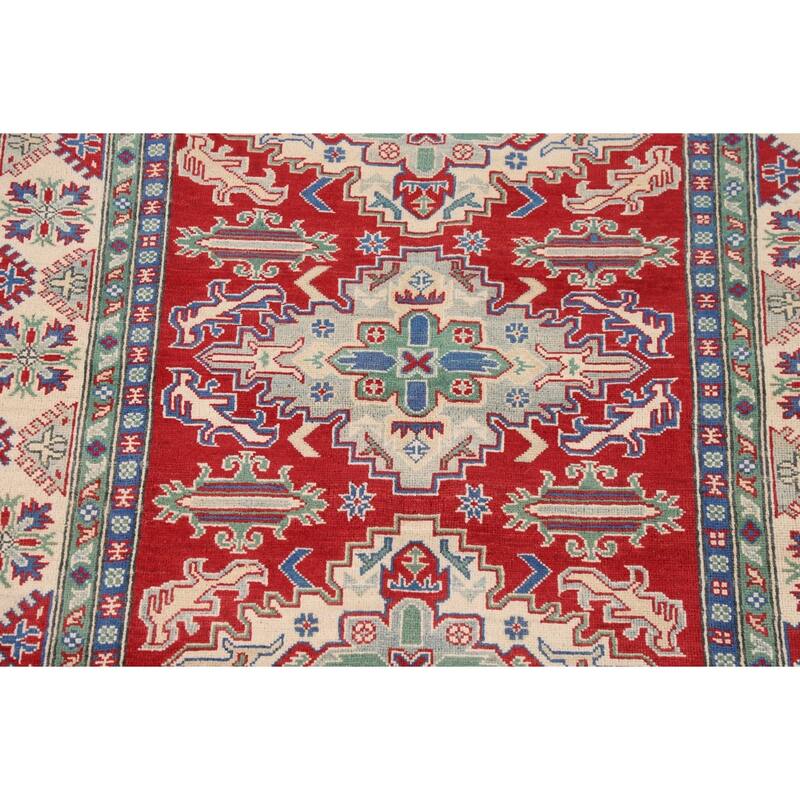 Traditional Kazak Rug Handmade Red Wool Carpet - 5'1" x 6'9"