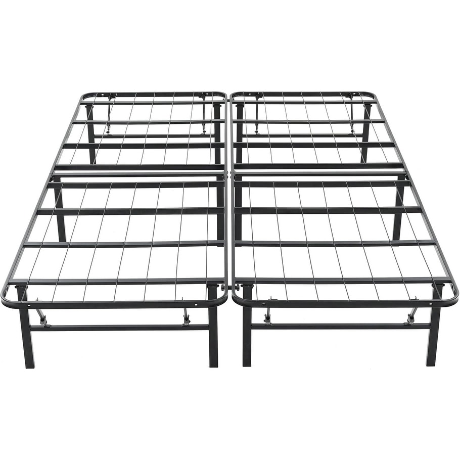 14 Inch Folding Metal Bed Frame, Full Size Platform Mattress Foundation, Sturdy & Noise-Free