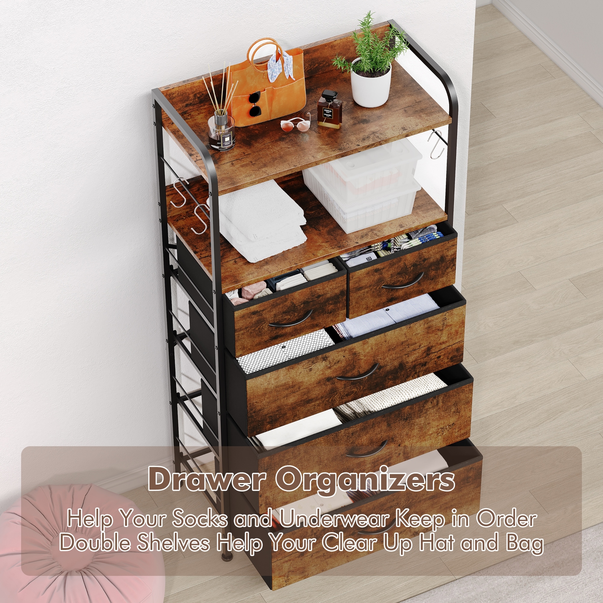 5 Drawer Dresser, Storage Organizer Unit with Fabric, Pink - Bed Bath &  Beyond - 38406681