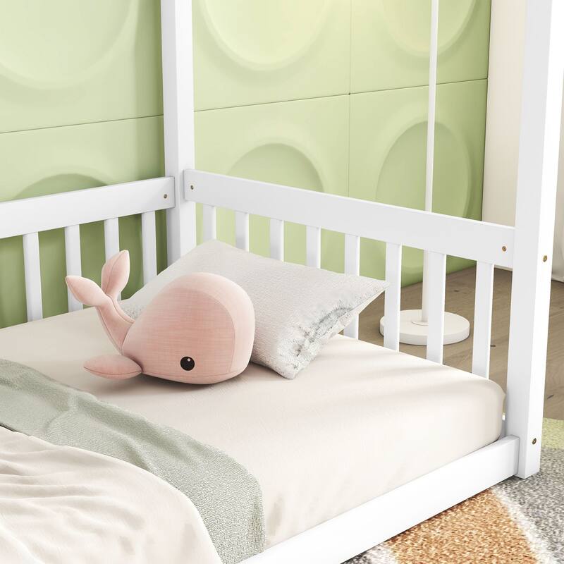 Canopy frame floor bed