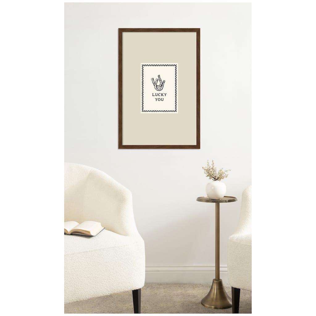 Kate and Laurel Lucky You Checkerboard Print, Hand Drawn Western Horseshoe, Cool Wall Poster II by Lucky Guava Framed Art Print