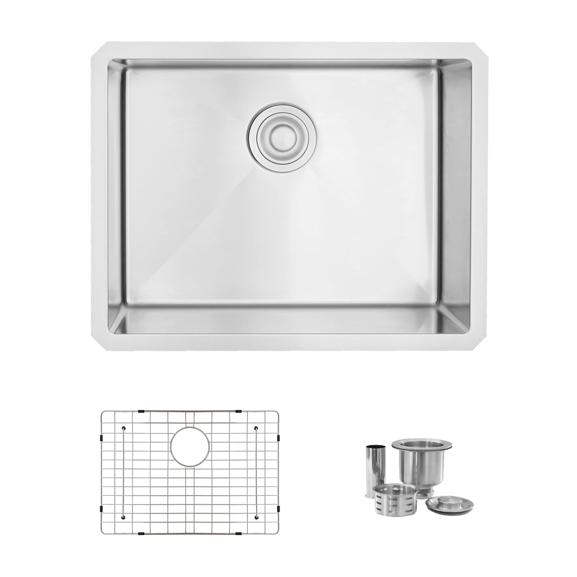 grid & drain for kitchen Details about   23"x18"x9 16 Gauge Handmade Stainless Undermount sink