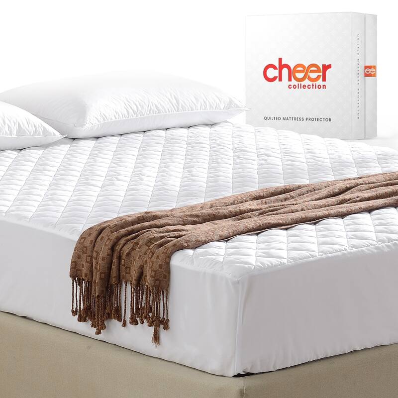 Cheer Collection Quilted Hypoallergenic Fitted Mattress Pad - White - Twin