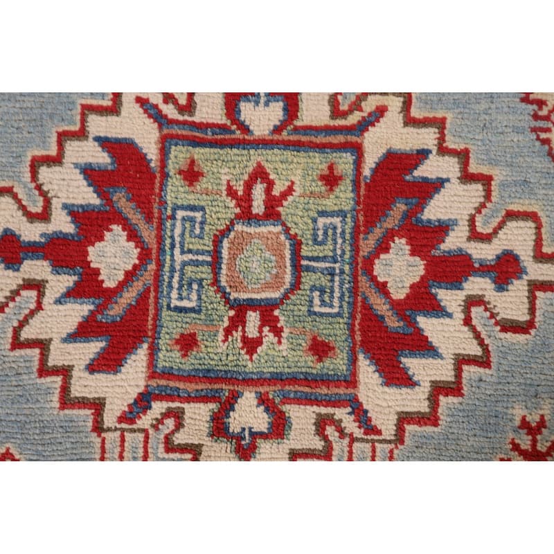 Blue Kazak Oriental Accent Rug Hand-Knotted Wool Carpet - 3'3"x 5'5"