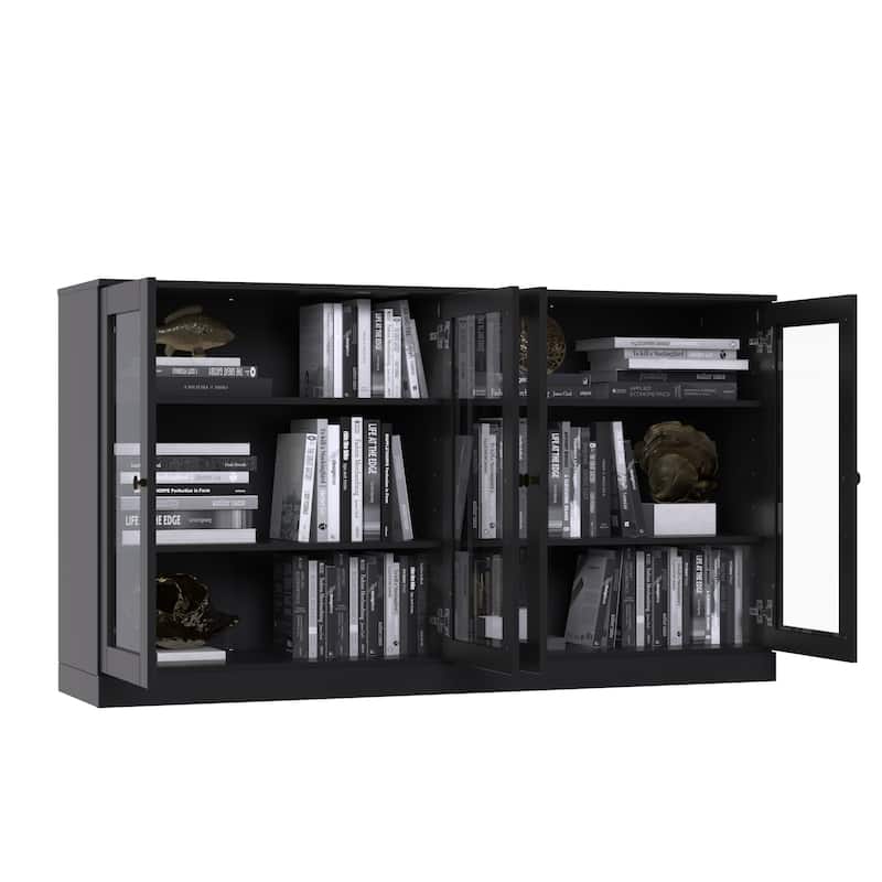 100% Solid Wood Sideboard with Glass or Solid Wood Doors by Palace Imports - 64" x 35.75"