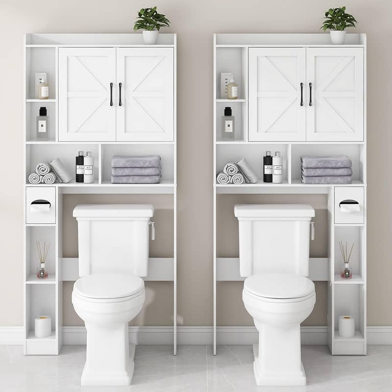 Over The Toilet Storage Cabinet - 7.9"D x 32"W x 67"H