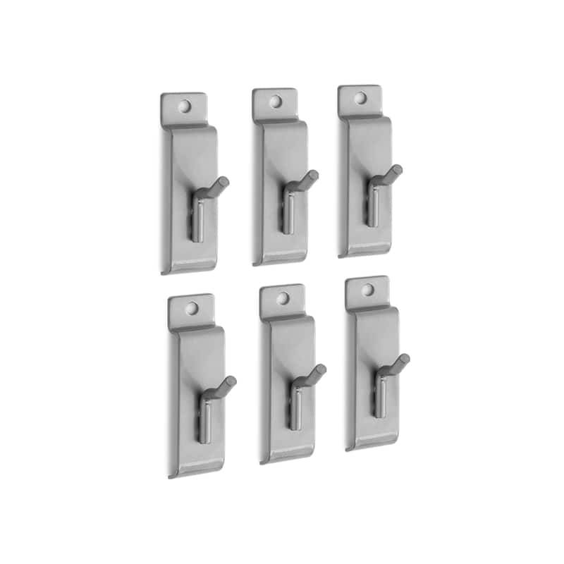 NewAge Products Slatwall Accessories - 1" Single Hooks (Pack of 6)