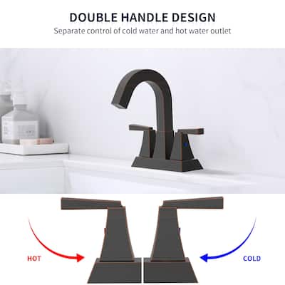Modern 2 Handle Bathroom Vanity Sink Faucet with Overflow Hole and 2 Supply Lines, Anti Scratch, Anti Corrosion, Anti Rust