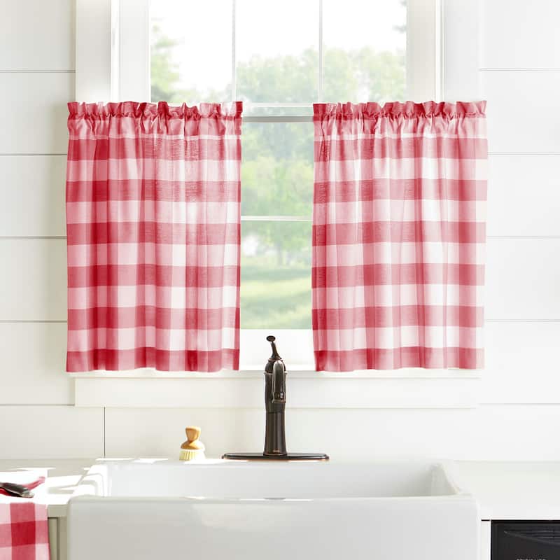 The Gray Barn Emily Gulch Buffalo Check Kitchen Curtain Tier Set