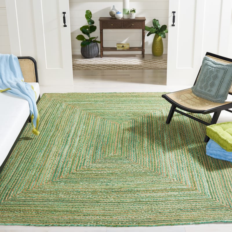 SAFAVIEH Handmade Cape Cod Marget Boho Coastal Jute Rug - 10' x 14' - Green/Natural - Rectangle