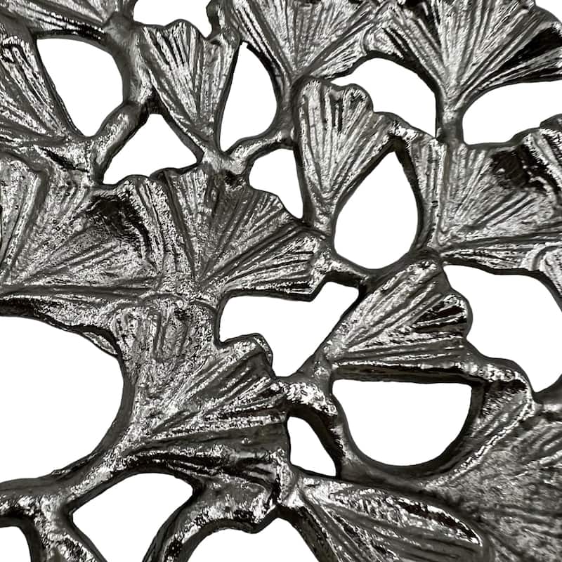 11.5 Inch Wide Decorative Handmade Aluminum Leaf Platter - 11.5 x 11.5 x 2 in