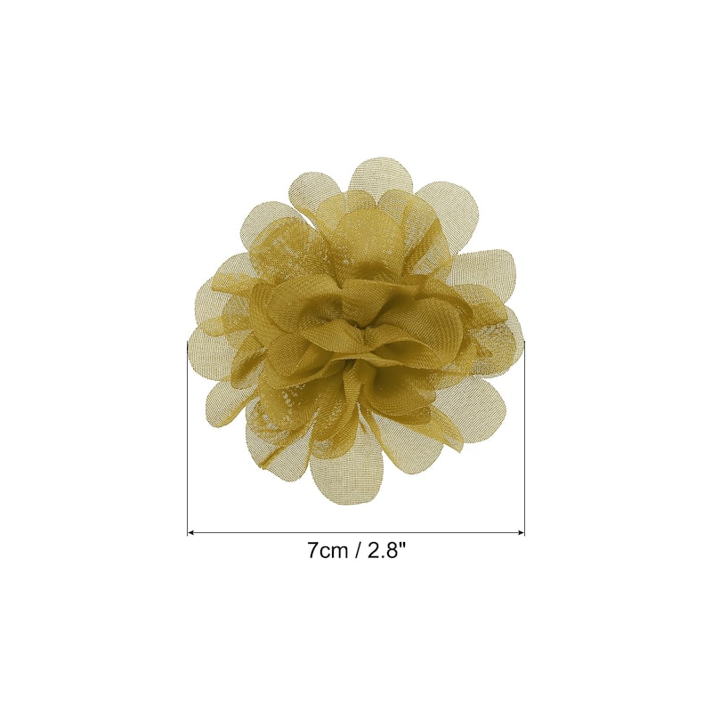 10Pcs Chiffon Flowers Fabric Flower Sewing Fabric Appliques - Ginger - 2.8"