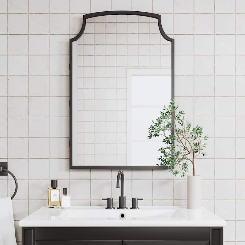 Farmhouse Bathroom Medicine Cabinet with Mirror Wall-Mounted Storage Cabinet with 3 Shelves Bathroom Organizer - 29.9" x 19.7" - Black