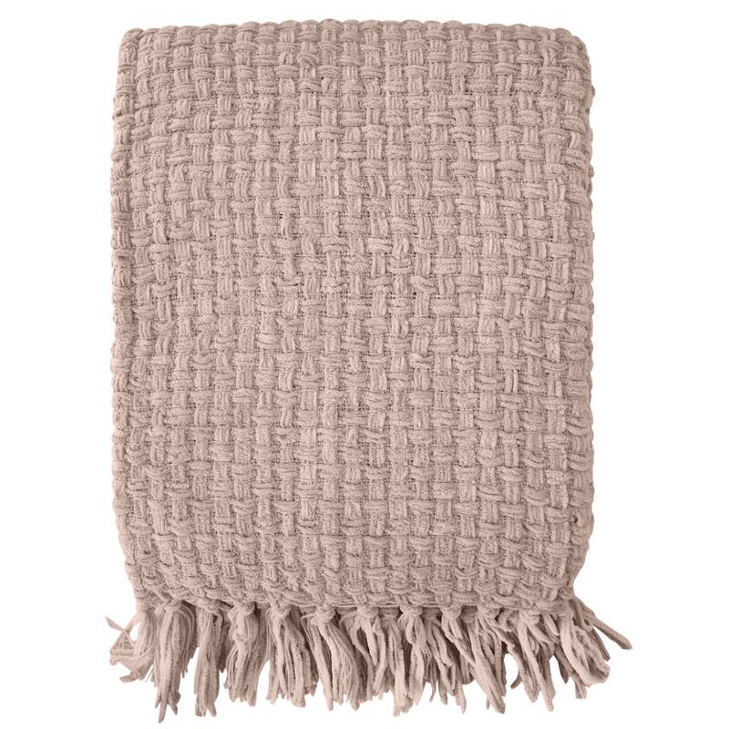 Fabstyles Chenille Basket Weave Polyester Throw Blanket - 50x60 - Blush Pink