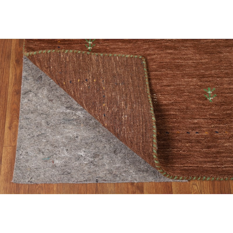 Brown Gabbeh Indian Rug Handmade Wool Carpet - 4'0" x 5'10"