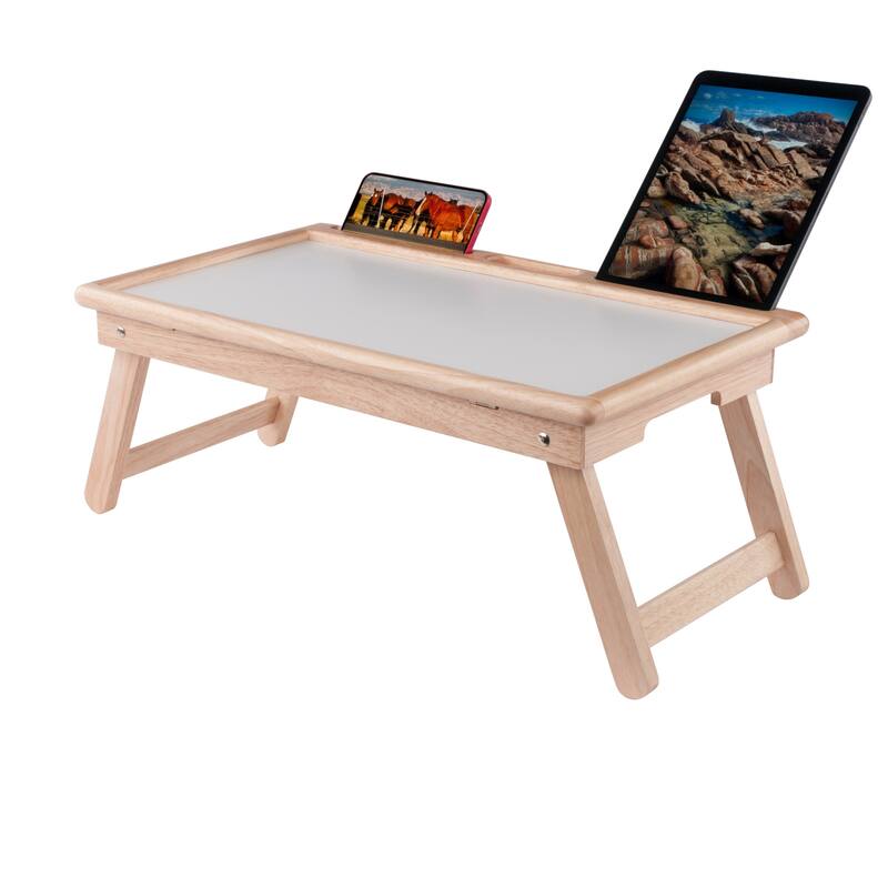 Arlo Breakfast Tray with Flip Top Natural and White Finish