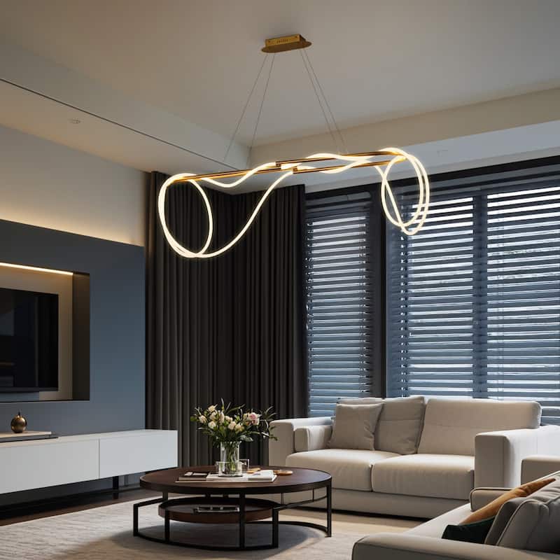 Silicone Rope/Metal Dimmable Integrated LED Chandelier, By JONATHAN Y