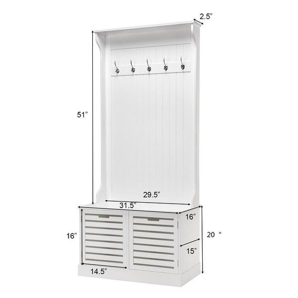 Shop Costway Hall Tree Storage Bench Entry Stand Hat Coat Rack