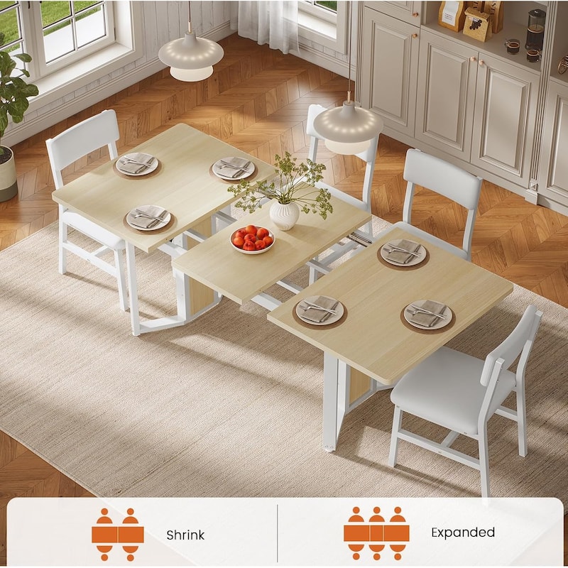 Dining Table Set 6 People Extendable Kitchen Table 4 Chairs