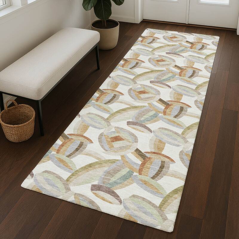 Machine Washable Indoor/ Outdoor Modern Heli Chantille Rug
