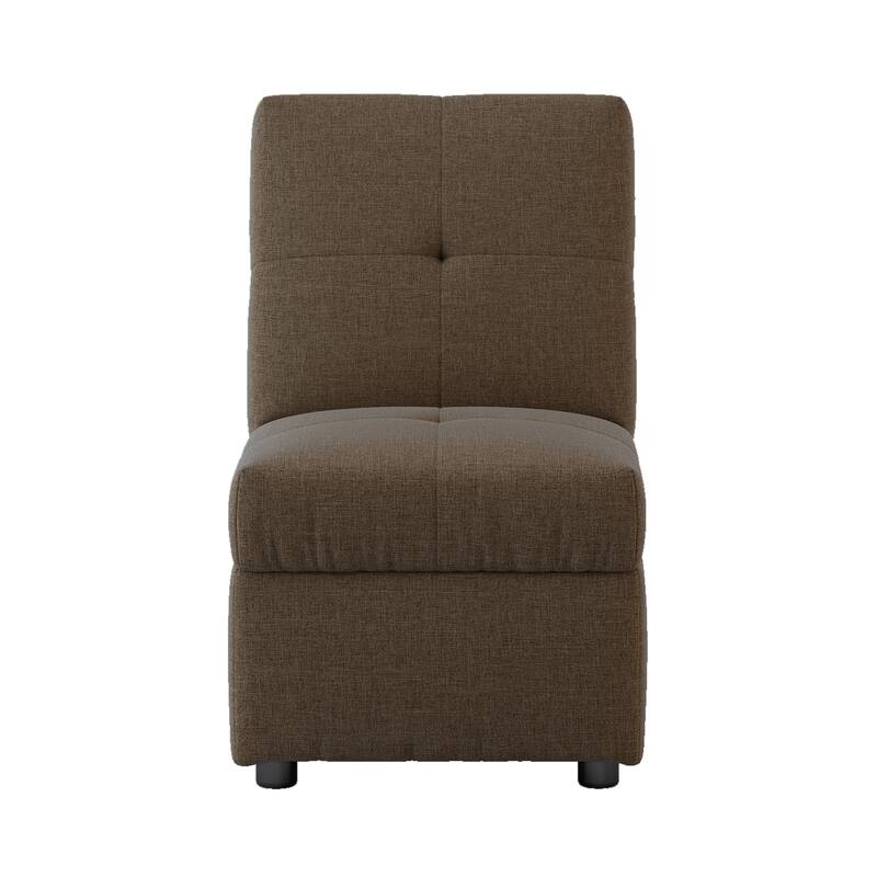 Stylish 1pc Storage Ottoman Convertible Chair Foam Cushioned Fabric Upholstered Solid Wood Plywood Frame Living Room Furniture