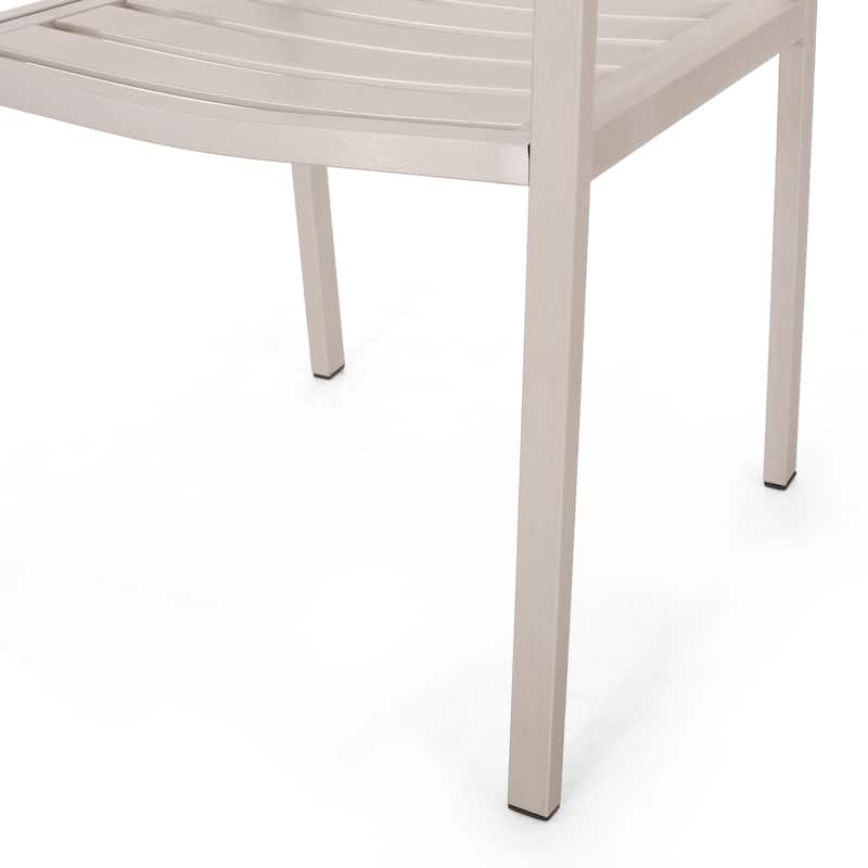 Roomfitters Outdoor Modern Aluminum Dining Chairs, Set of 2, Stylish and Durable Design, Silver