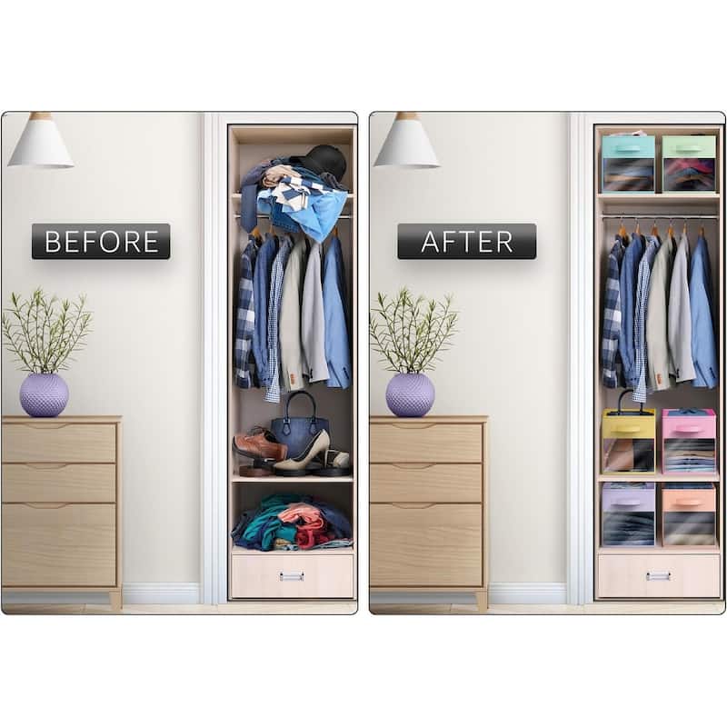 Sorbus 11" Storage Bin with Clear Window, 1-Pack Foldable Fabric Organizers - 10.5” L x 10.5” W x 11” H
