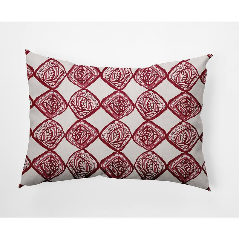 Cowry Check Outdoor Pillow - Red - 14" x 20"