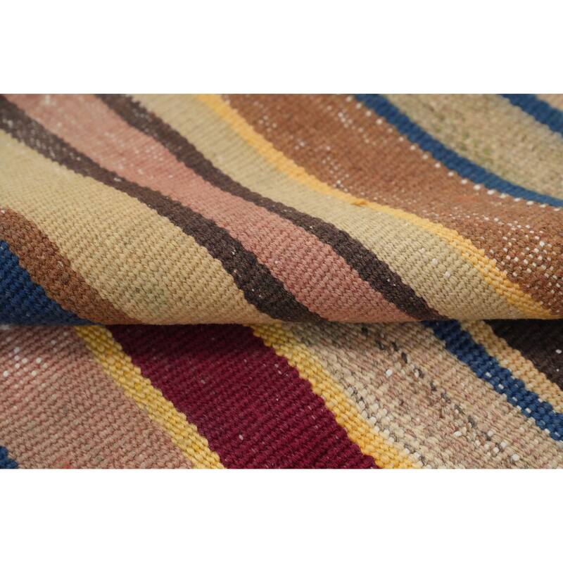Hand Woven Oriental 100% Wool Carpet Southwestern Geometric Multi-Colored Kilim Area Rug - 9' 0'' X 5' 10''