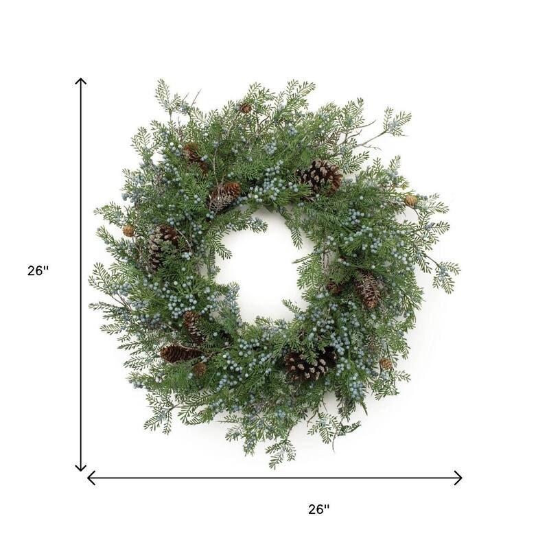 HomeRoots 26" Green And Brown Christmas Juniper Artificial Wreath