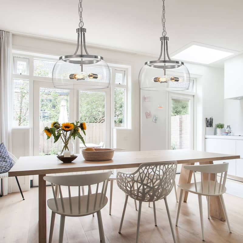 Starsky 1/3-Light Modern Clear Glass Dome Pendant Light