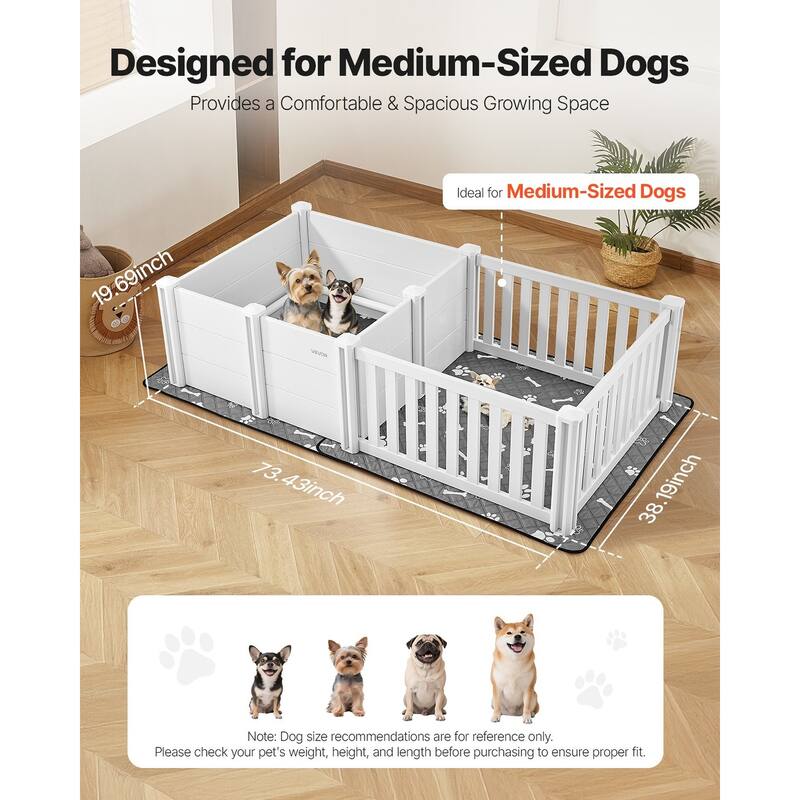 Adjustable Height Dog Whelping Box for Medium Dogs, Easy Clean