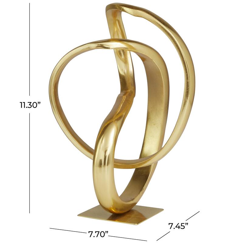 Aluminum Metal Abstract Decorative Sculpture - Dark Gray or Gold - Roche River Decor