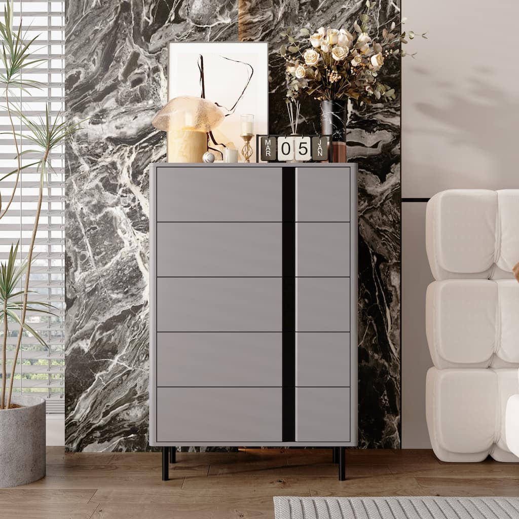 Modern End Table with Adjustable Metal Legs - Compact Storage Unit