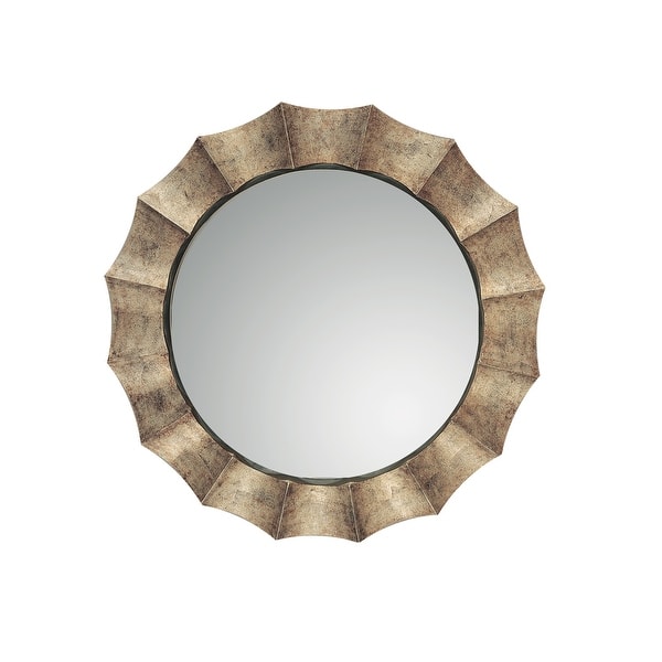 slide 2 of 3, Uttermost Gotham 41" Round Urban Industrial Oversized Scalloped Fluted Antique Silver Leaf