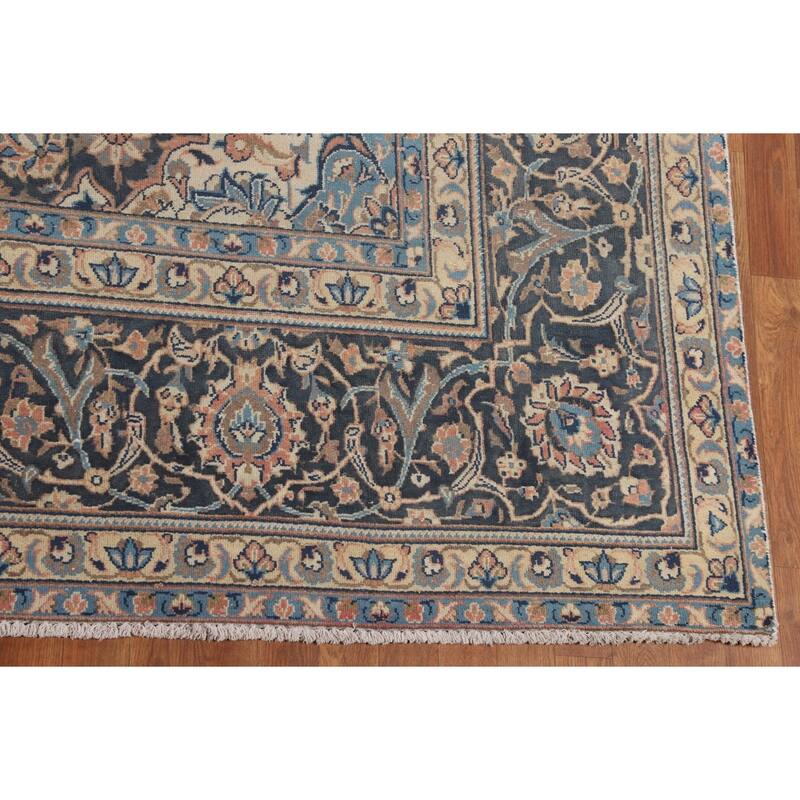 Pink Kashan Persian Large Vintage Area Rug Handmade Wool Carpet - 9'6" x 15'7"