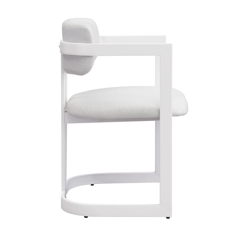 Upholstered Dining Chairs Set of 2, Fabric Armchairs with Metal Frame,