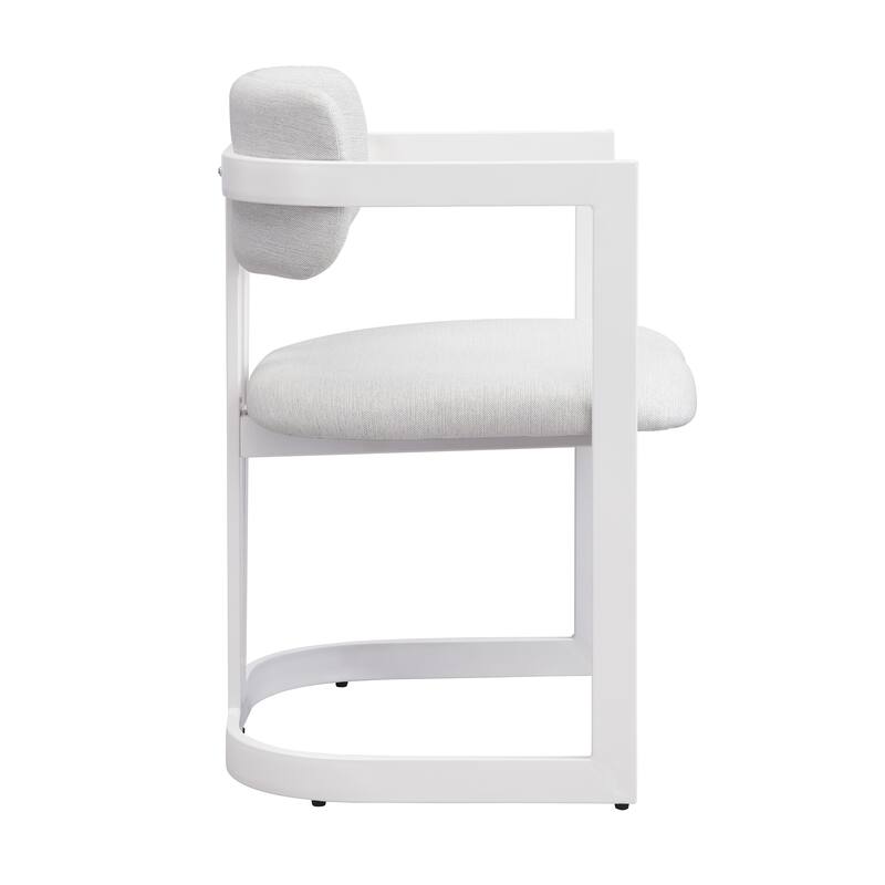 Upholstered Dining Chairs Set of 2, Fabric Armchairs with Metal Frame