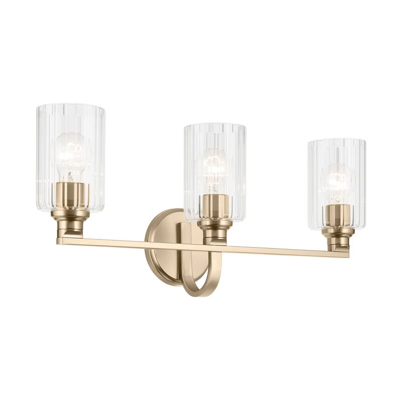 Kichler Lighting Gioe 24.25" 3-Light Vanity Light with Clear Fluted Glass in Champagne Bronze