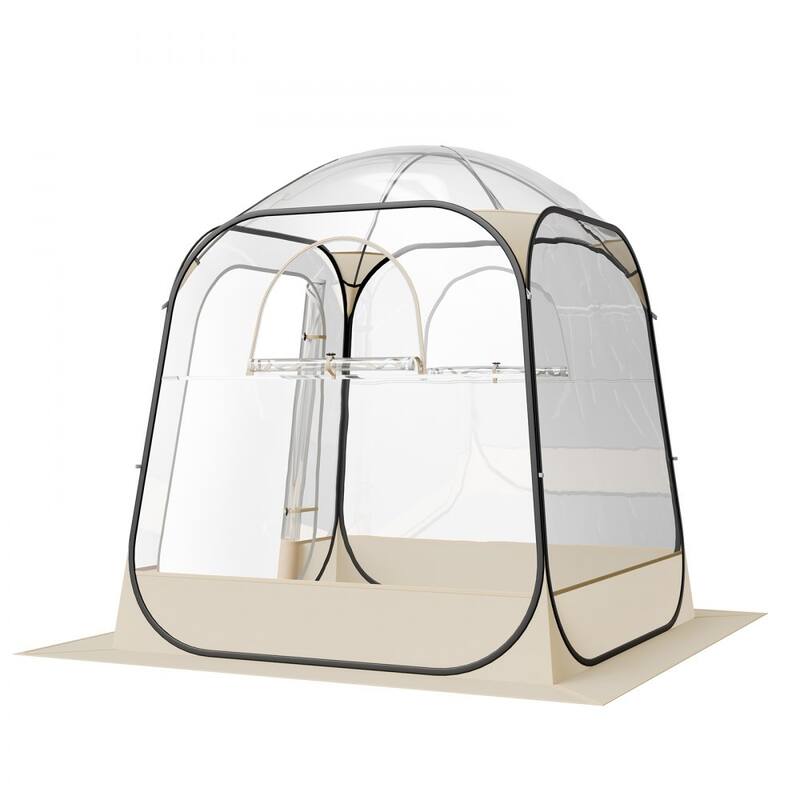 Beige-Transparent-Black Pop-Up Sports Tent TPU Fabric Steel Frame - 62.99 × 62.99 × 71.65 in