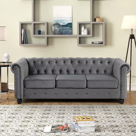 Tufted Velvet Upholstered Chesterfield Sofa