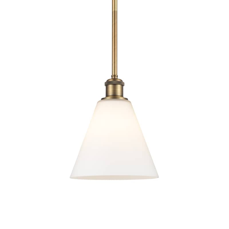 Innovations Lighting 516-1S-10-8 Berkshire Pendant Berkshire 8" Wide - Brushed Brass / Matte White