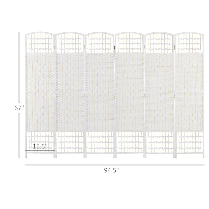 Poplar Wood Wicker Room Divider with Foldable Panels