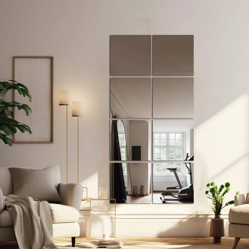 Glass Full Length Wall Mirror Tiles, Frameless Full Body Mirror Tiles