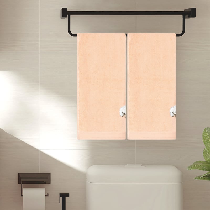 Cotton 2 Piece Hand Towels, Comfortable and Lightweight Hand Towels for Bathroom, Kitchen 14" x 28" - Pink