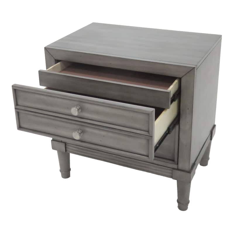 Hax Transitional Grey 2-Drawer Solid Wood Nightstand by Furniture of America