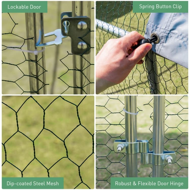 Metal Chicken Coop Outdoor Galvanized Dome Cage with Cover
