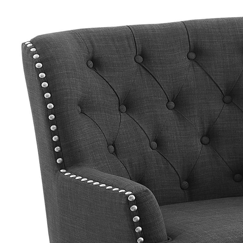 Moser Bay Mignon 30'' Wide Tufted Wingback Accent Chair with Ottoman, Velvet or Linen