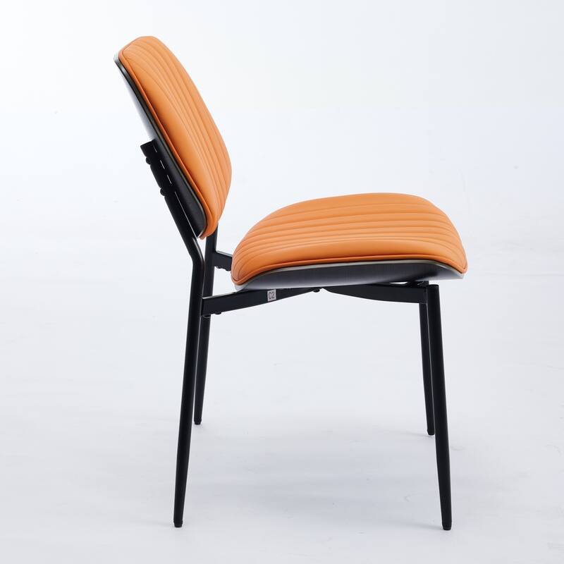 Modern Style Dining Chairs Set of 2, PU Leather Dining Chair with Metal Legs